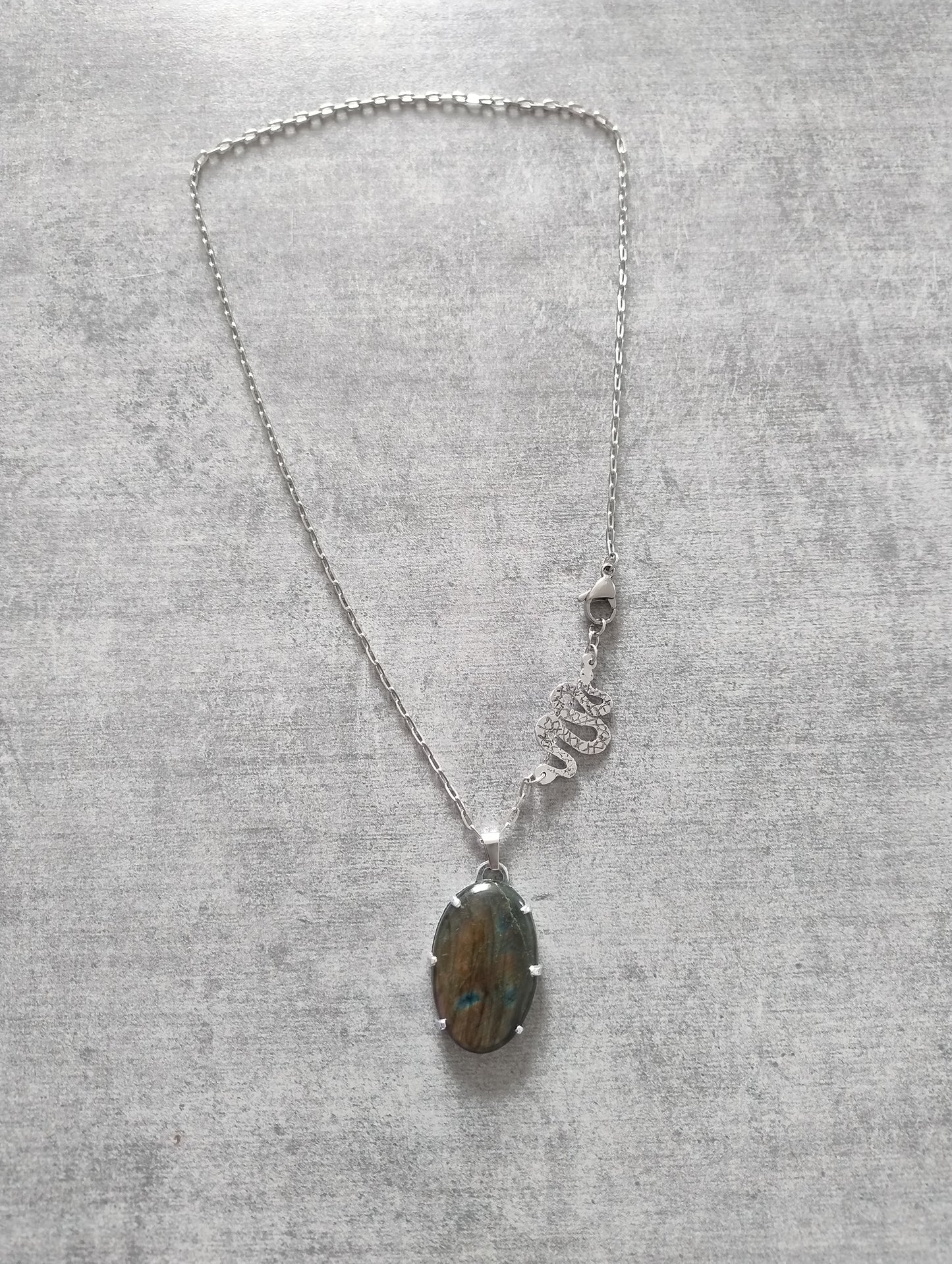 Snake necklace and green and brown Labradorite LEIA&CO