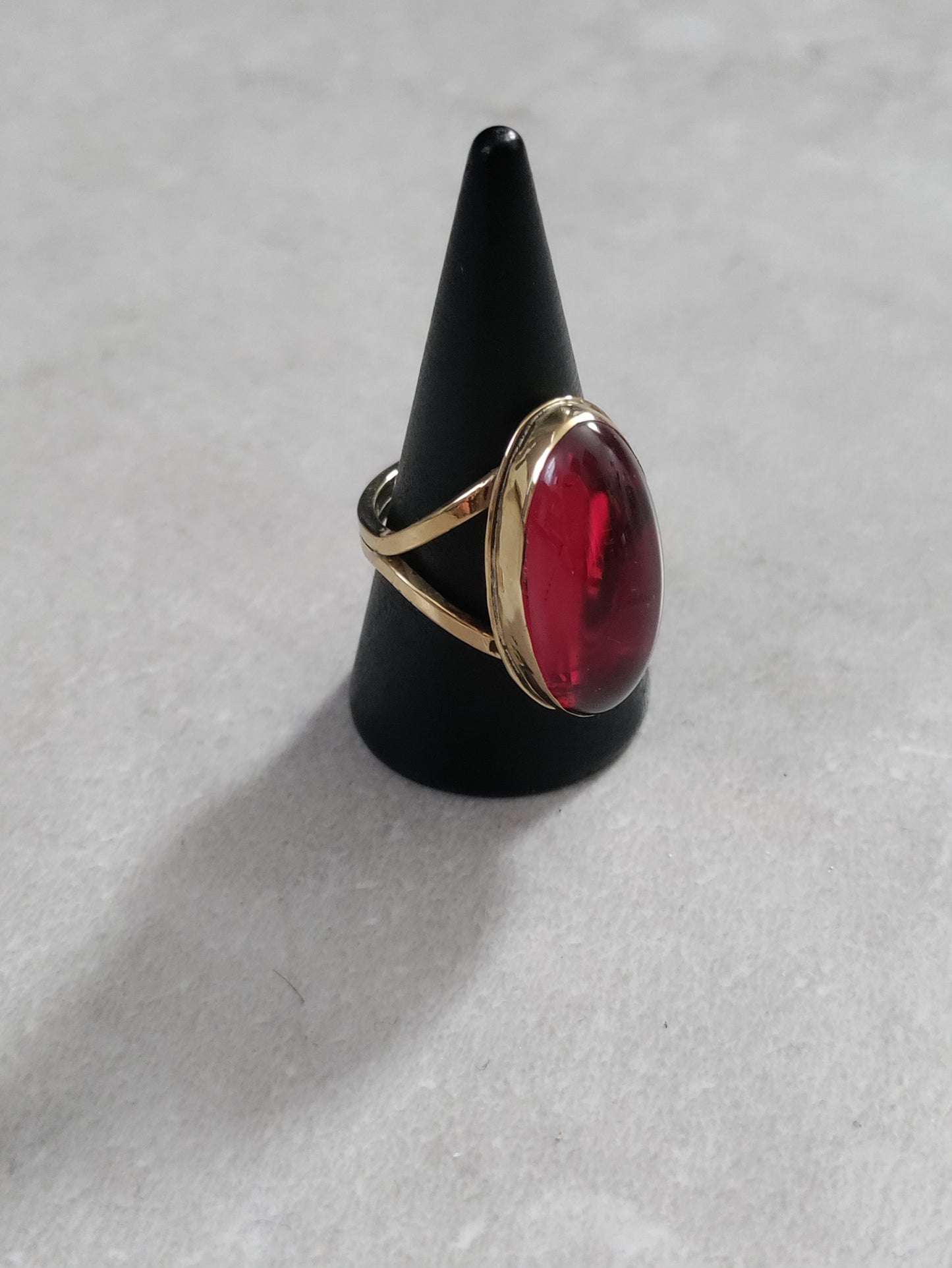 Golden brass ring double band with Red stone LEIA&CO size 7