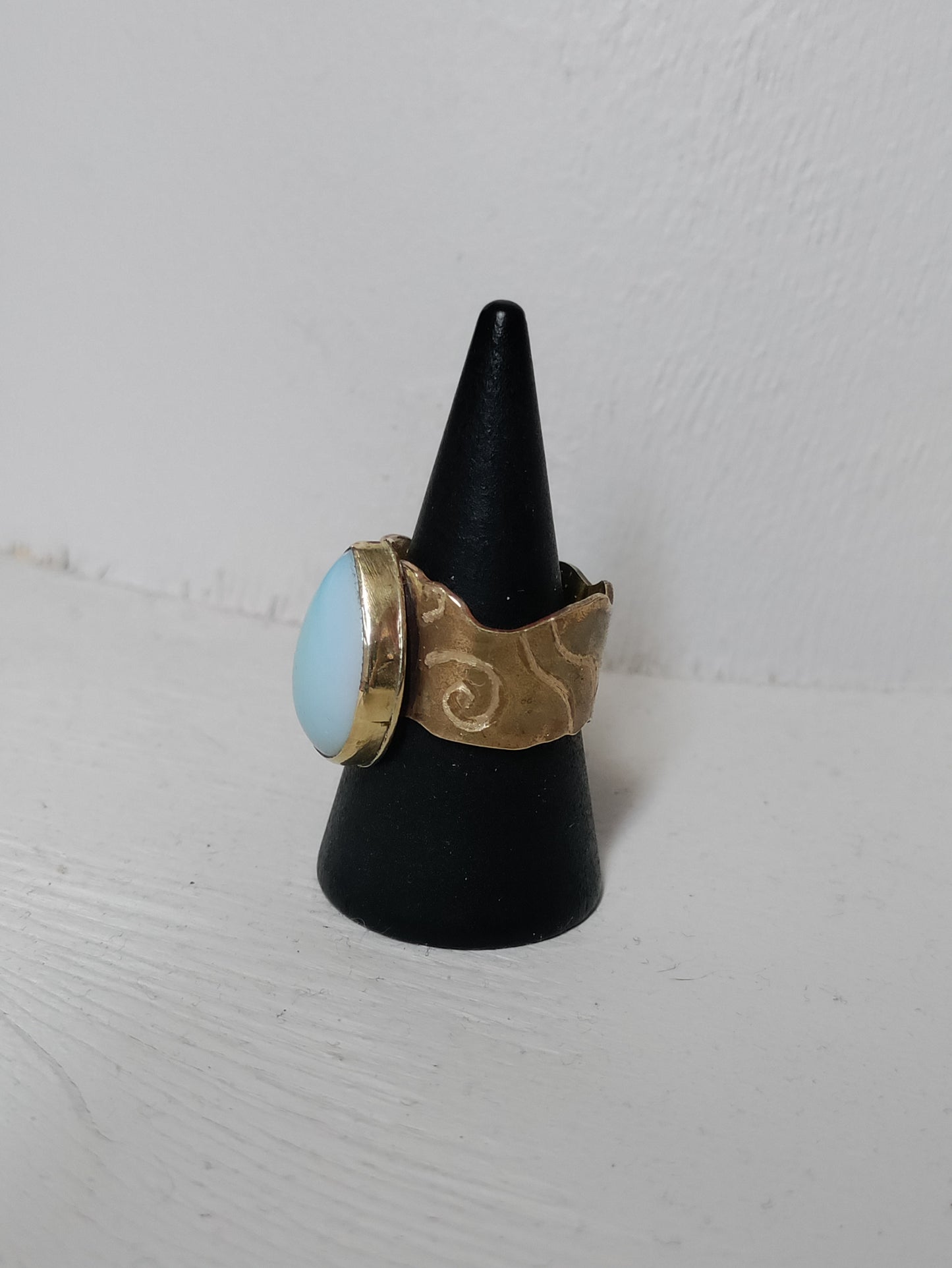 Fairy style patina ring with drop opalite stone LEIA&CO