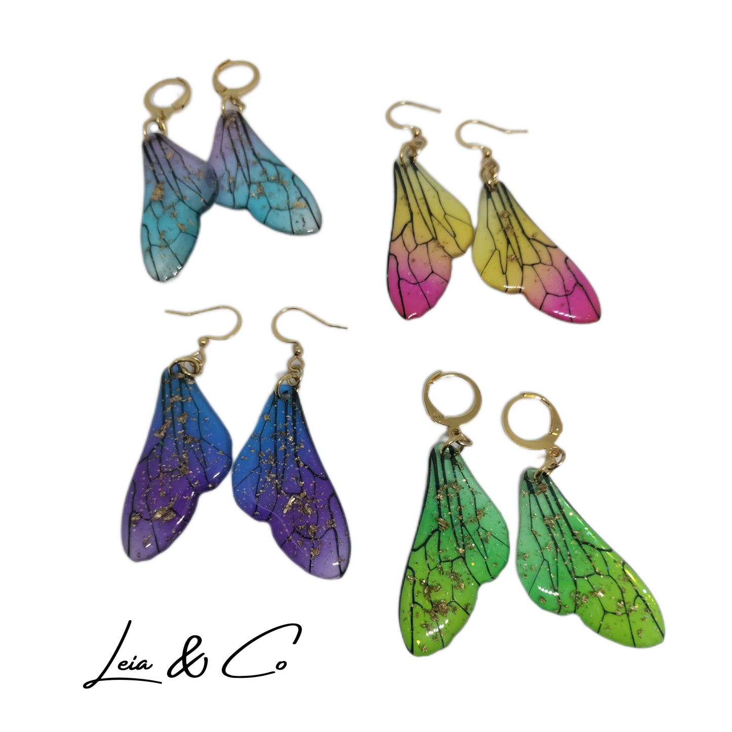Boucles d'oreilles pendantes ailes de papillon colorées LEIA&CO