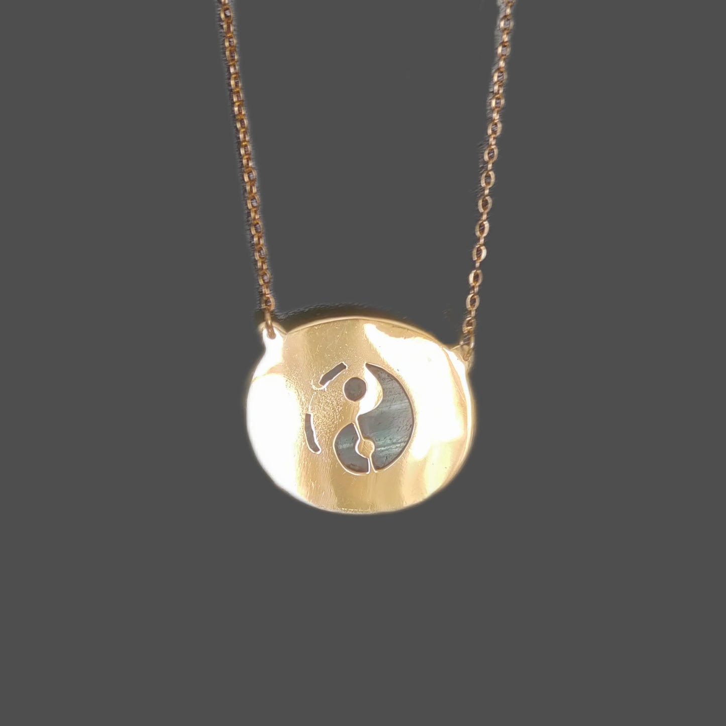 Golden Yin and Yang necklace with blue Labradorite LEIA&CO