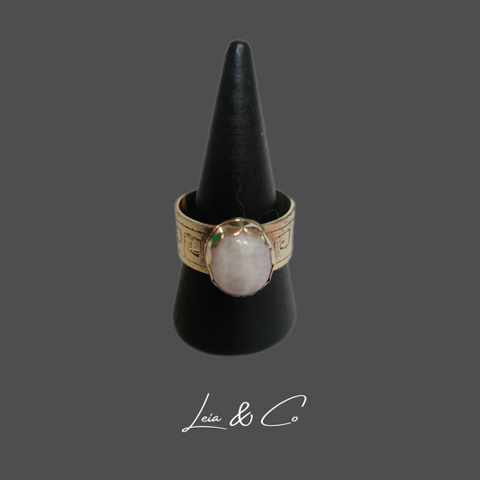 Greek Pandia ring in golden brass and moonstone LEIA&CO