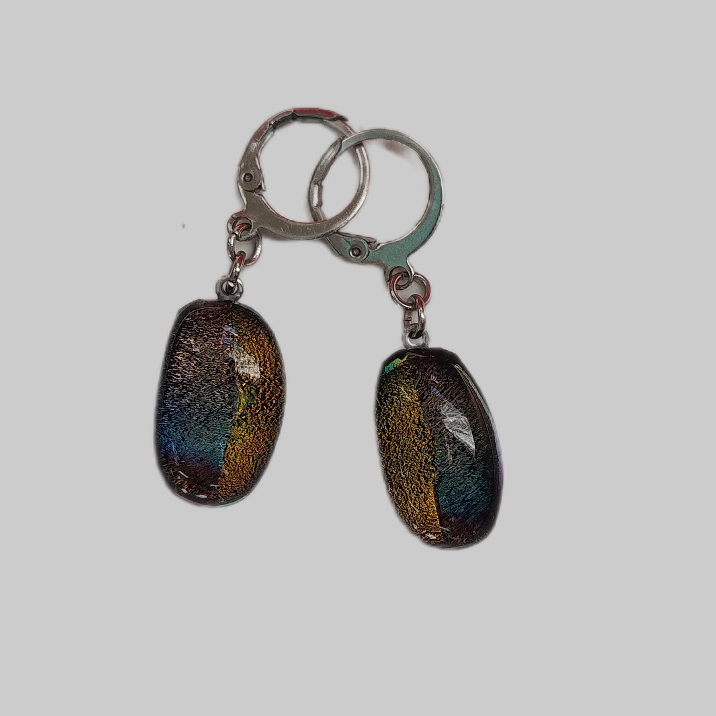 Multicolor yellow dichroic glass hoop earrings LEIA&CO