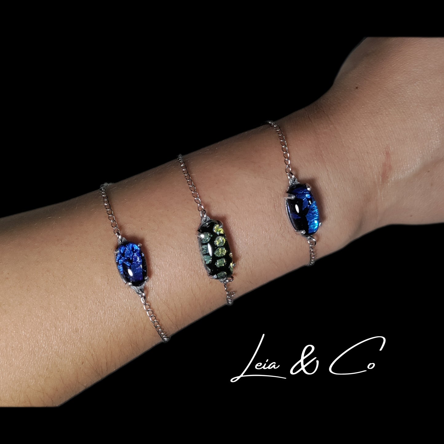 Dichroic glass chain bracelet LEIA&CO