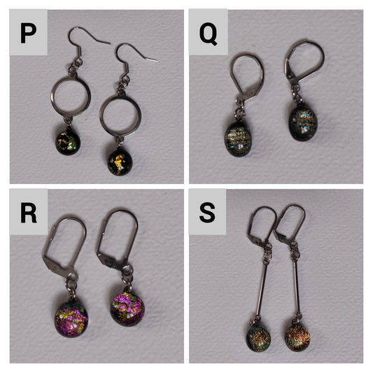 Boucles d'oreilles pendantes verre dichroïque multicolore LEIA&CO