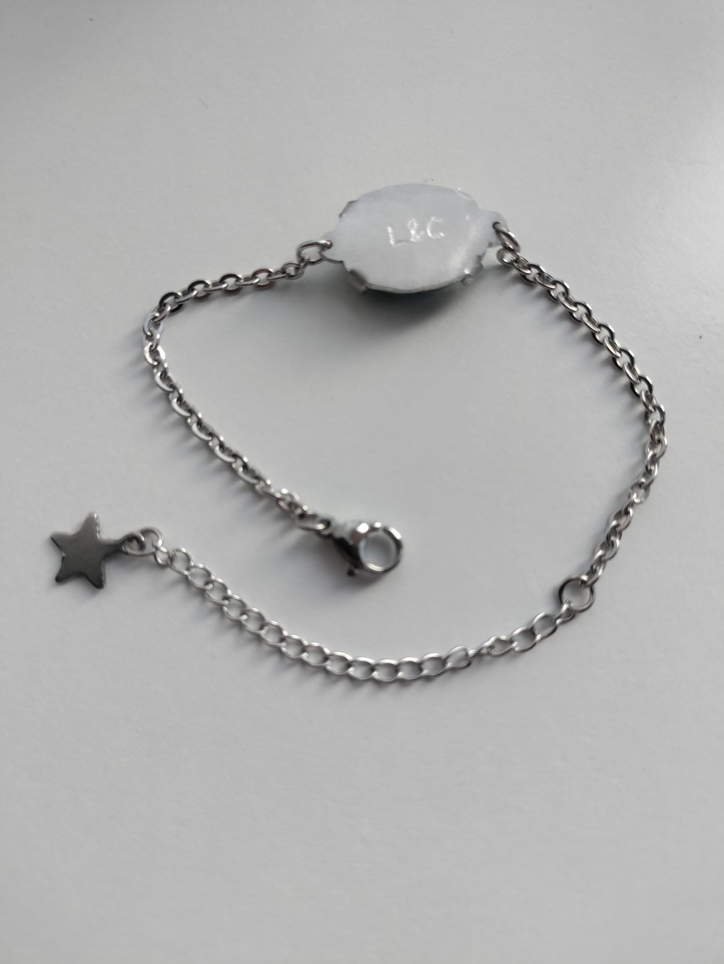 Bracelet chaînette argenté avec turquoise naturelle LEIA&CO