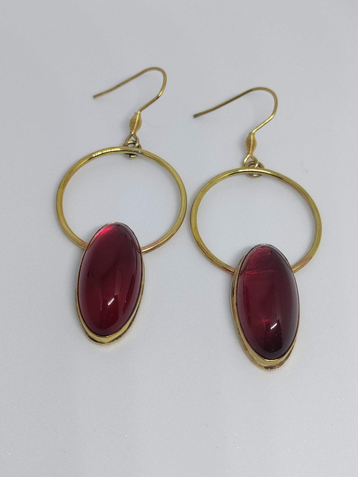 Drop earrings with red stones LEIA&CO - hoops