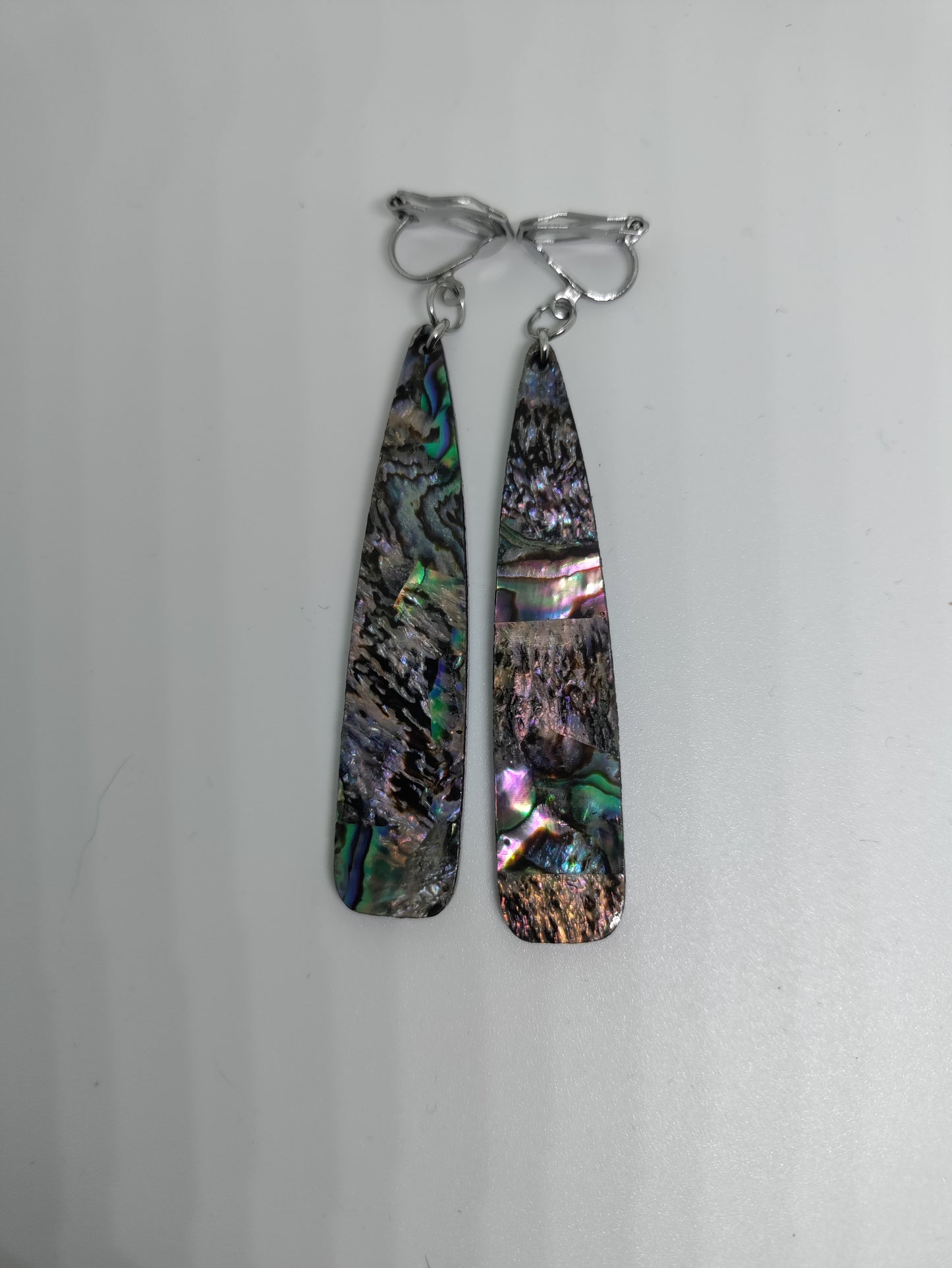 Boucles d'oreilles colorées longues imitation abalone coquillage LEIA&CO