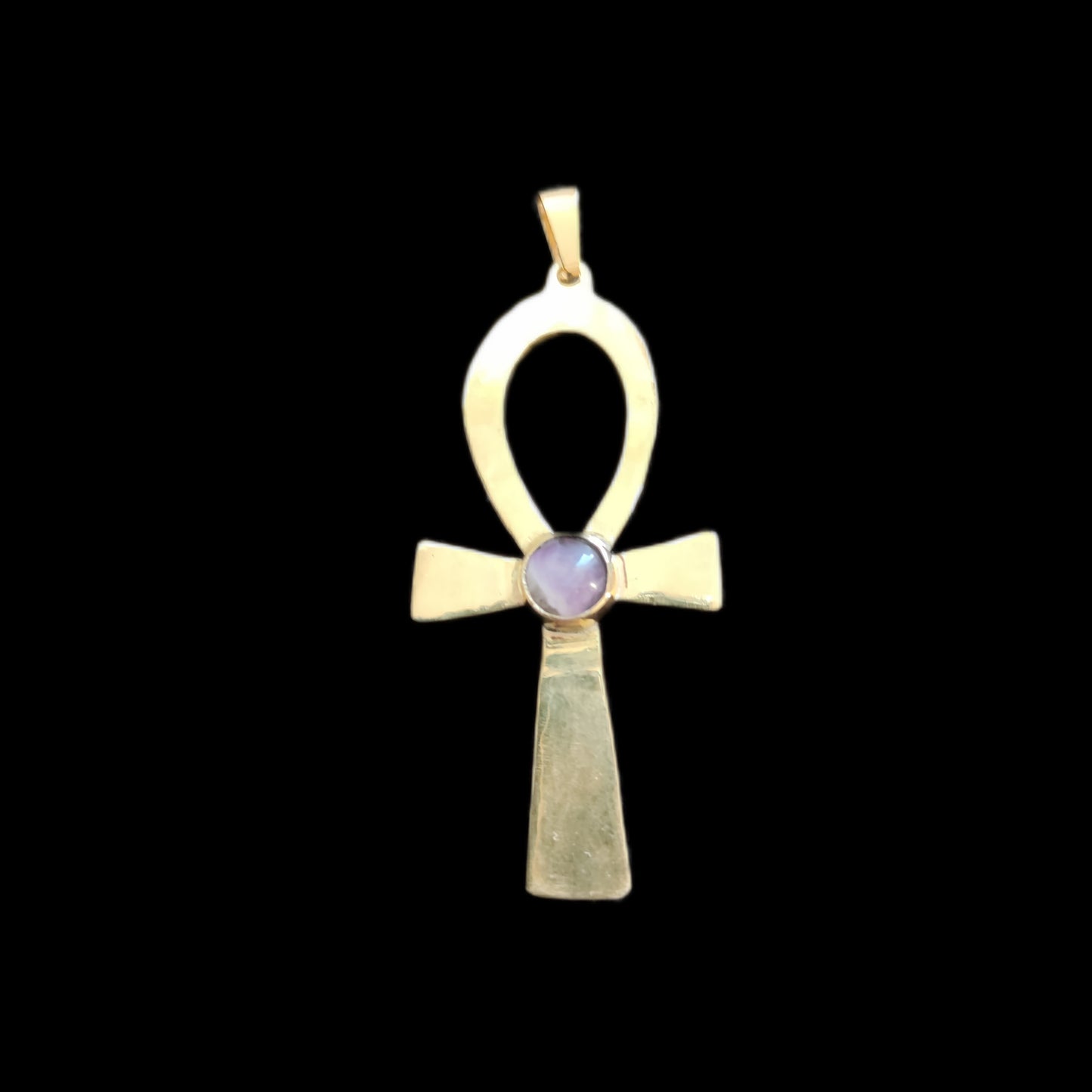Pendentif croix de vie égyptienne Ankh dorée avec améthyste LEIA&CO
